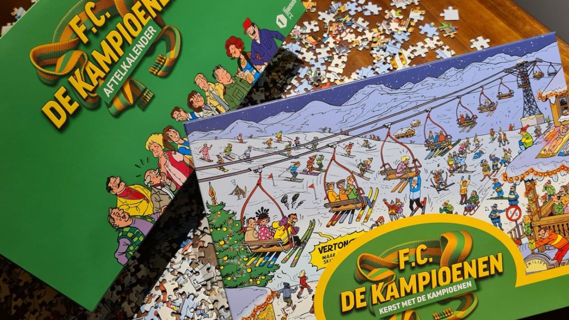 De voetbalvedetten van F.C. De Kampioenen brengen je in de kerstsfeer met hun eigen puzzel en aftelkalender